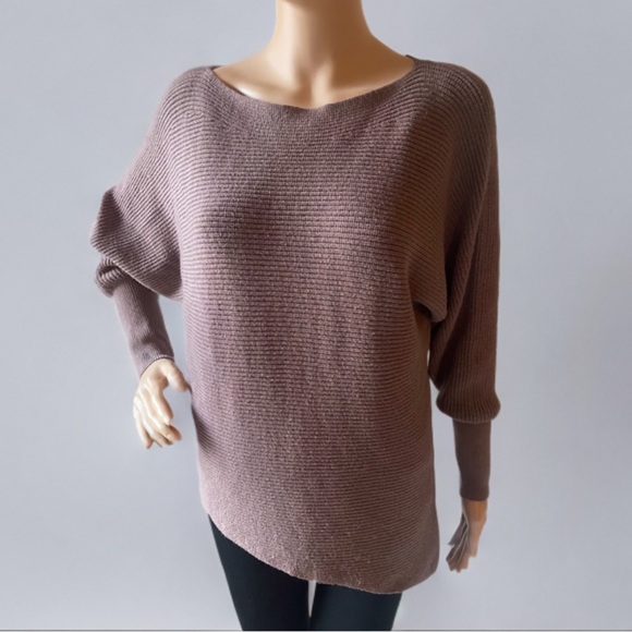 Express Asymmetrical cut sweater in mocha - Picture 1 of 5